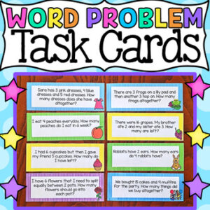 Math Word Problem Task Cards - Addition, Subtraction, Division, Multiplication