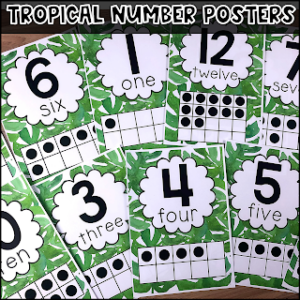 FREE Tropical Number Posters to 20 - Classroom Decor