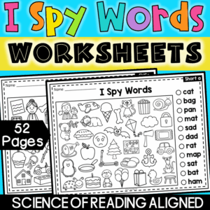 I Spy Worksheets - Phonics Worksheets - CVC, Long Vowels, Digraphs and more!