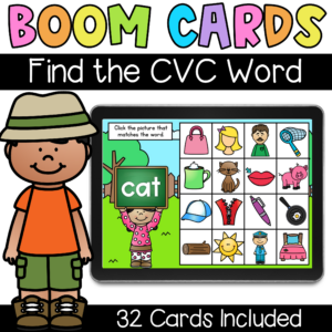 Find the CVC Word - Digital Task Cards - Boom Cards
