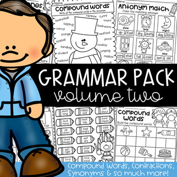Grammar Worksheet Packet - Compound Words, Contractions, Synonyms and more!