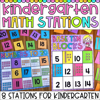 Kindergarten Math Stations - Counting, Addition, Subtraction, Shapes