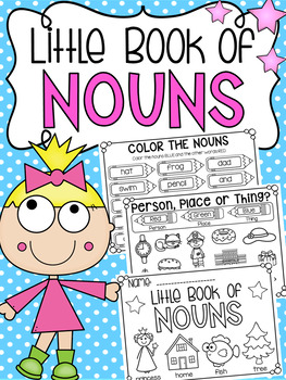 Little Book of Nouns - Half Page Printable Worksheet Booklet