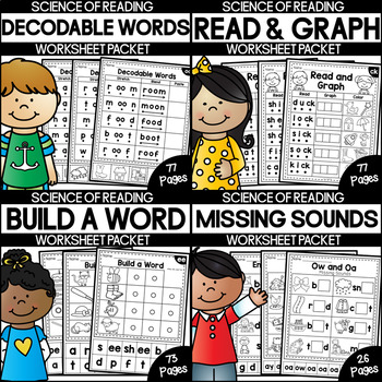 Science of Reading Phonics Worksheet Bundle - VOLUME 2