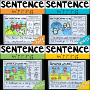 Seasonal Sentence Writing Worksheets - Fall, Winter, Spring, Summer