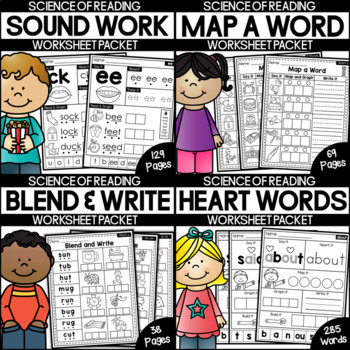 Science of Reading Worksheet BUNDLE - Orthographic Mapping, Heart Words VOLUME 1