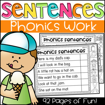 Phonics Sentences Worksheets - CVC, Long Vowels, Digraphs, Blends & More!