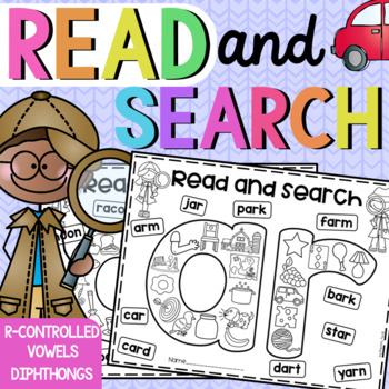 R-Controlled Vowel and Diphthong Read and Search Worksheets