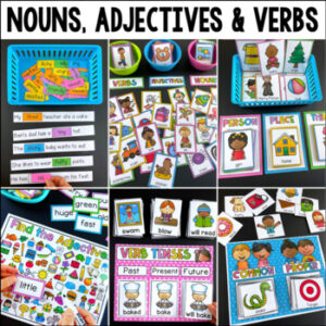 Nouns, Adjectives and Verbs Centers - THE BIG BUNDLE