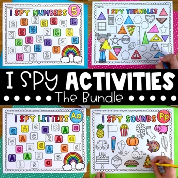 I Spy Worksheet Bundle - Letters, Sounds, Numbers and Real Life Shapes