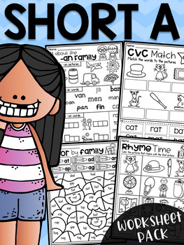 Short a CVC Worksheet Pack with a Bonus Literacy Center