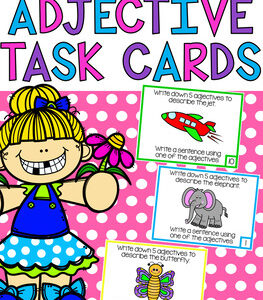 Adjective Task Cards - Brainstorming and Sentence Writing