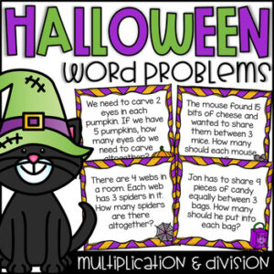 Halloween Word Problem Task Cards - Multiplication and Division