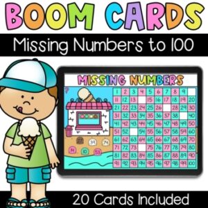 Missing Numbers to 100 - Digital Task Cards - Boom Cards
