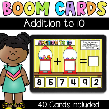 Gumball Addition to 10 - Digital Task Cards - Boom Cards