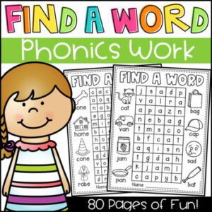 Find a Word Phonics Worksheets - CVC, Long Vowels, Digraphs, Blends & More!