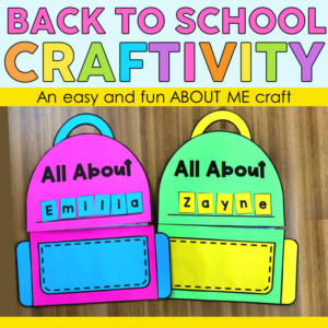 Back to School Backpack Craft - About Me Activity