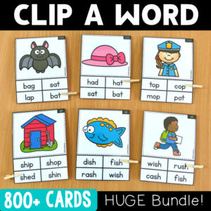 Clip a Word Phonics Center - Decodable Words