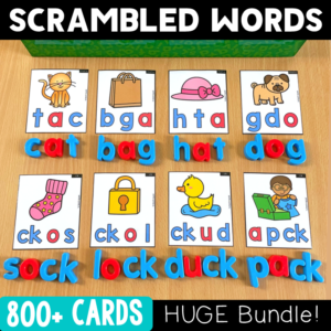 Scrambled Words - Spelling Center - Phonics Activity