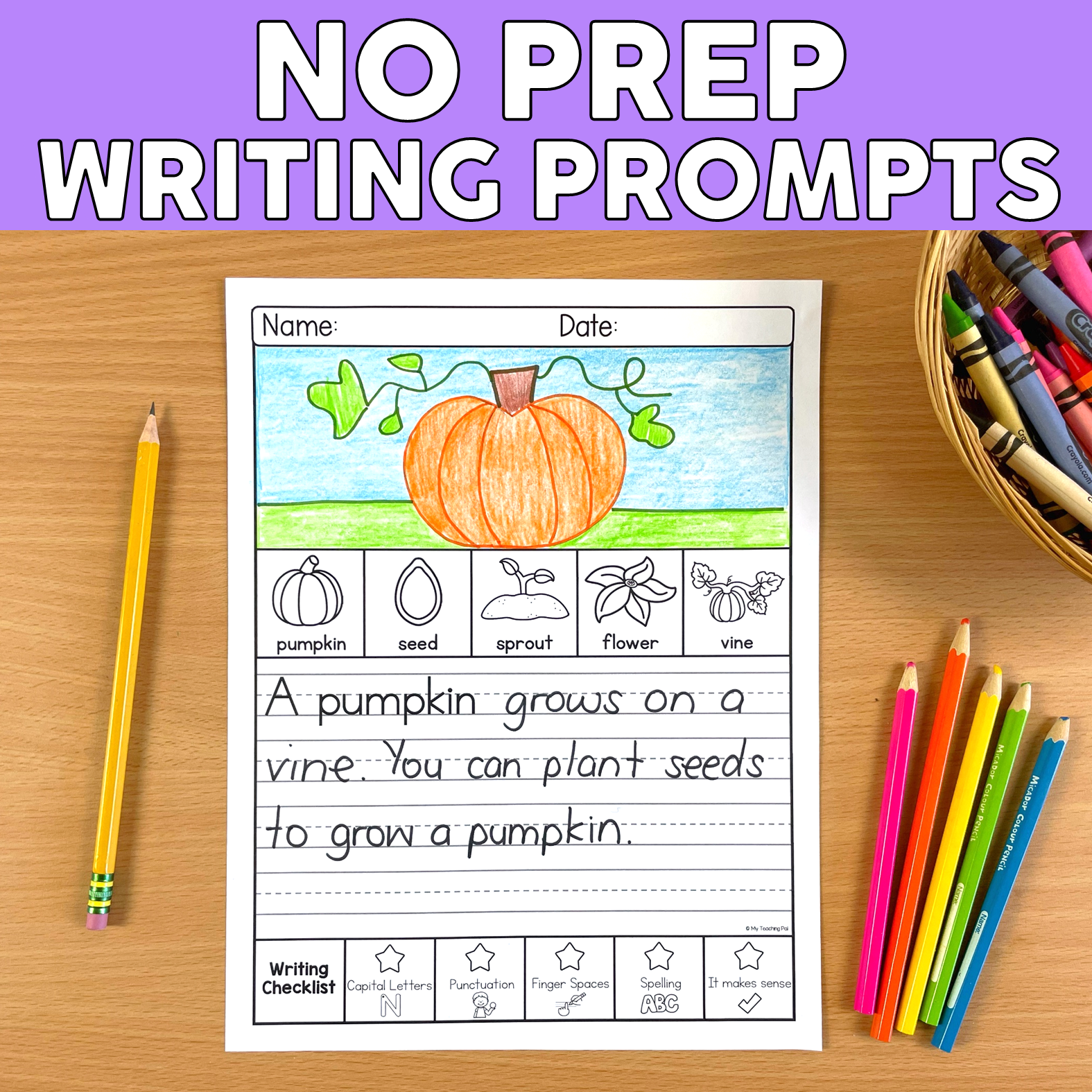 October Writing Prompts - Kindergarten & First Grade Writing Journal ...
