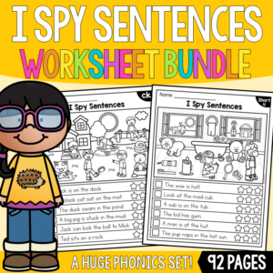 I Spy Sentences Worksheets - Decodable Sentences - Science of Reading