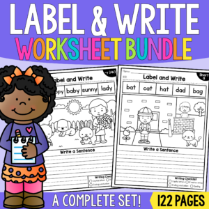 Label and Write Phonics Worksheets - Sentence Writing (Science of Reading)