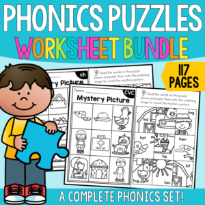 Phonics Puzzles Worksheets BUNDLE - Decodable Words - (Science of Reading)