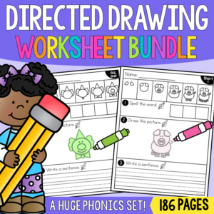 Phonics Directed Drawing Worksheets BUNDLE - Spelling - Science of Reading