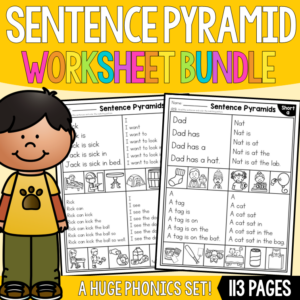 Sentence Pyramids Worksheet BUNDLE - Decodable Sentences (Science of Reading)
