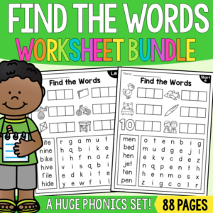Find the Words Worksheets BUNDLE - Spelling Worksheets - Science of Reading