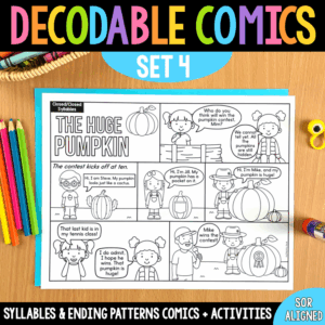 Decodable Comics - Syllables and Ending Patterns - Science of Reading - SET 4