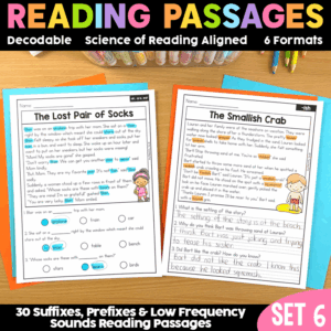 Decodable Reading Comprehension Passages - Suffixes, Prefixes - SoR - SET 6