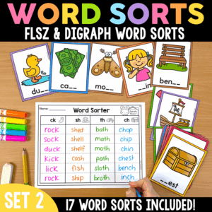 Word Sorts for FLSZ and Digraphs - SET TWO - Science of Reading Center