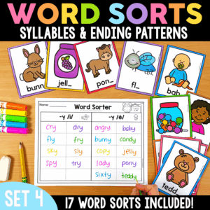 Word Sorts for Ending Patterns & Syllables - SET FOUR - Science of Reading