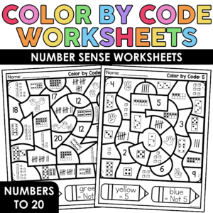 Number Color by Code Worksheets to 20 - Number Sense